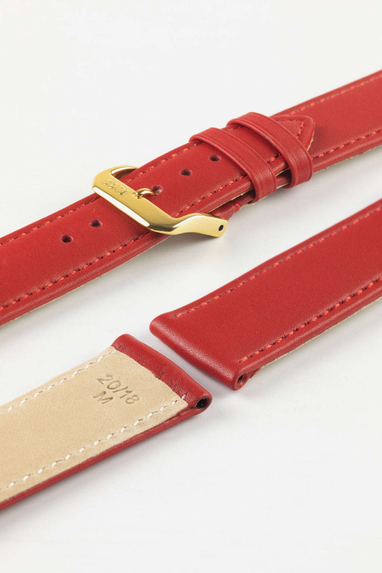 RIOS1931 TOSCANA Square-Padded Calfskin Leather Watch Strap in RED