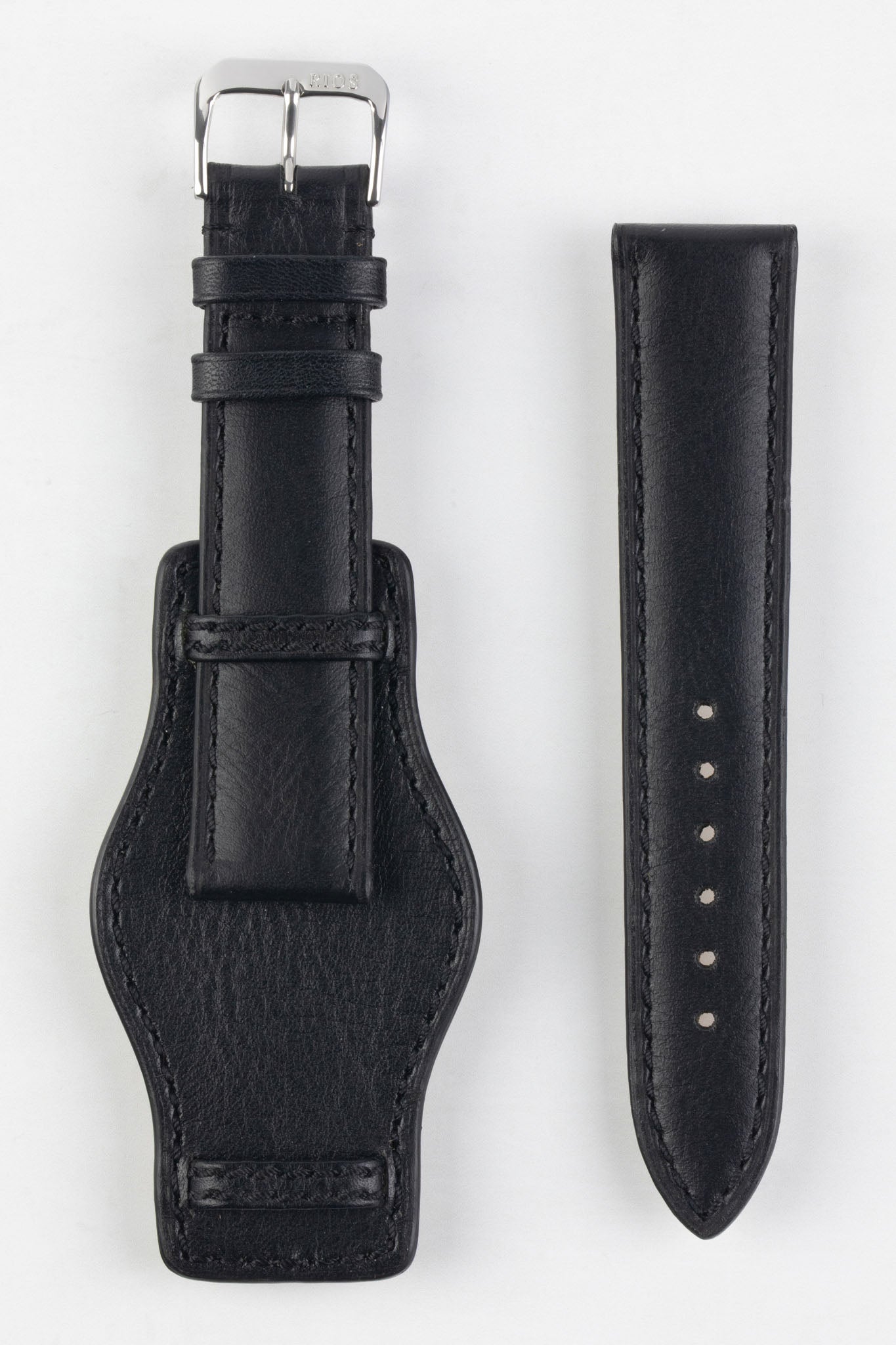 Mens black leather top watch bands