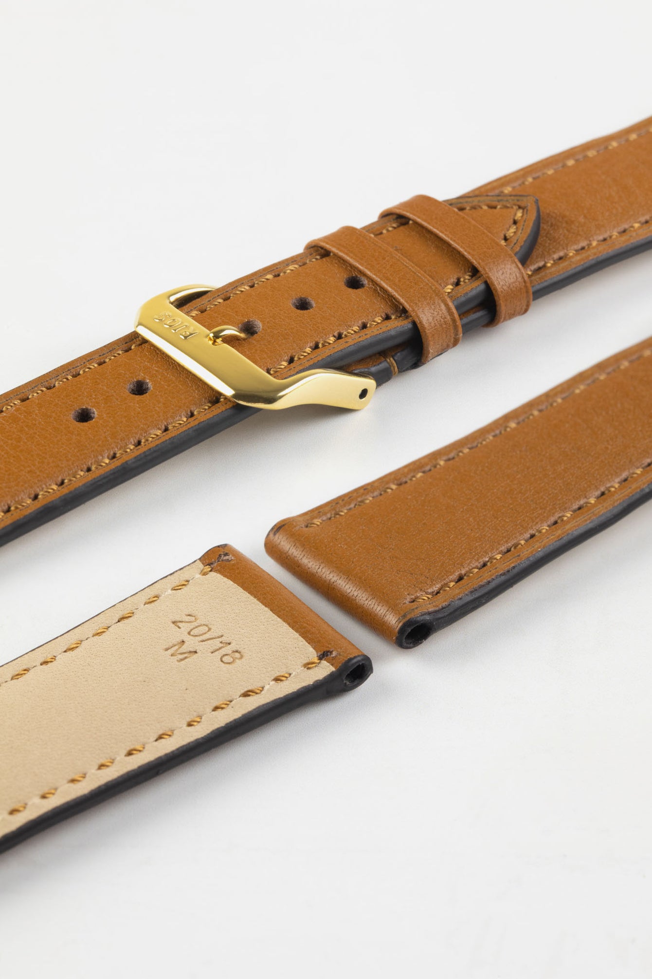 RIOS1931 TULA Genuine Russia Leather Bund Watch Strap in HONEY