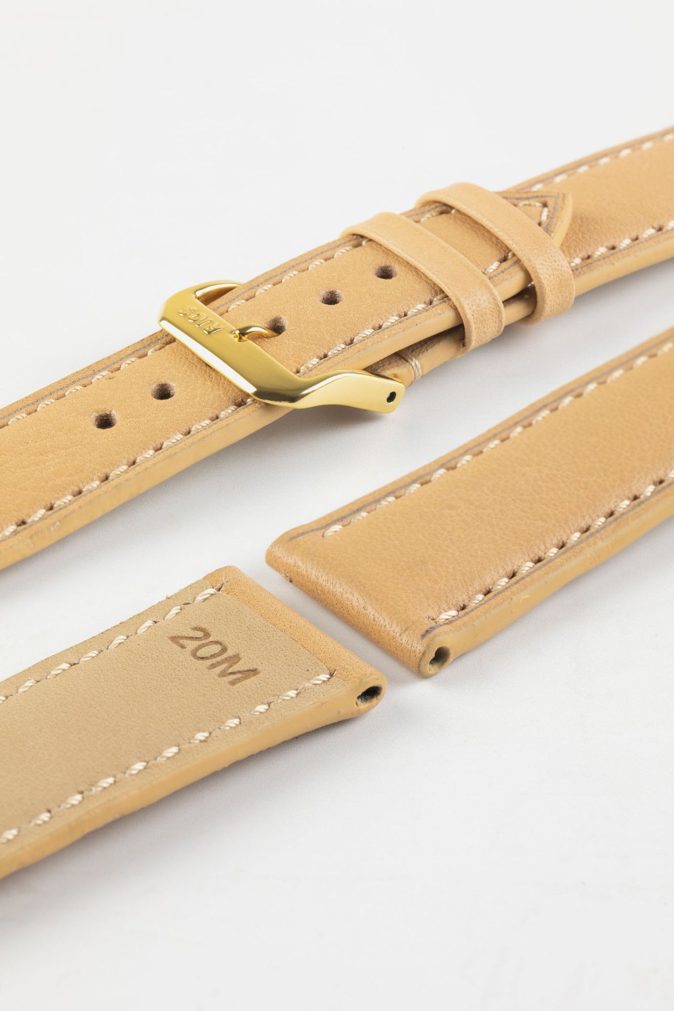 RIOS1931 TULA Genuine Russia Leather Bund Watch Strap in SAND