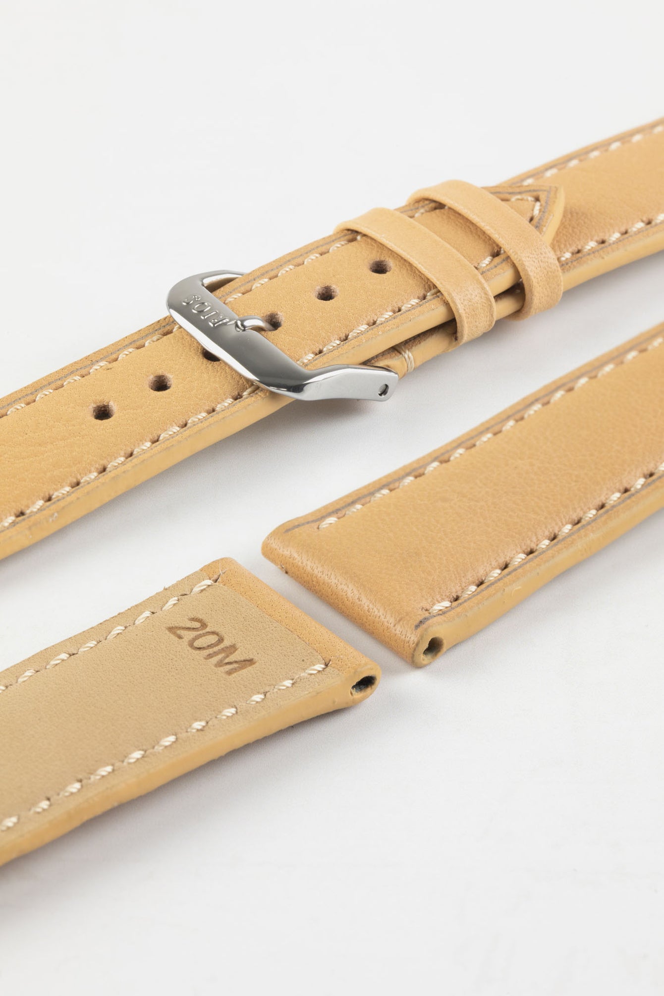 RIOS1931 TULA Genuine Russia Leather Bund Watch Strap in SAND