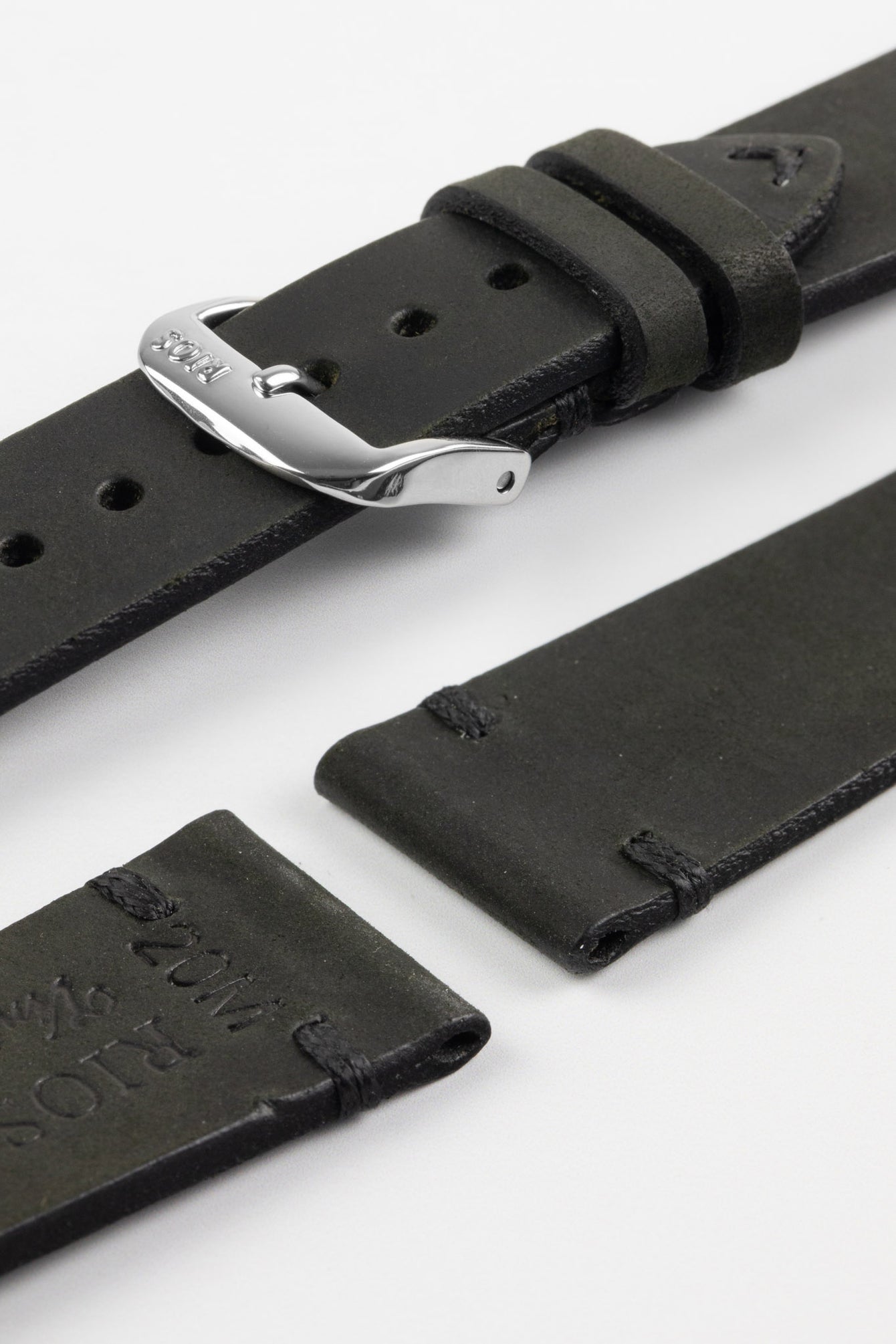 black vintage leather watch strap 