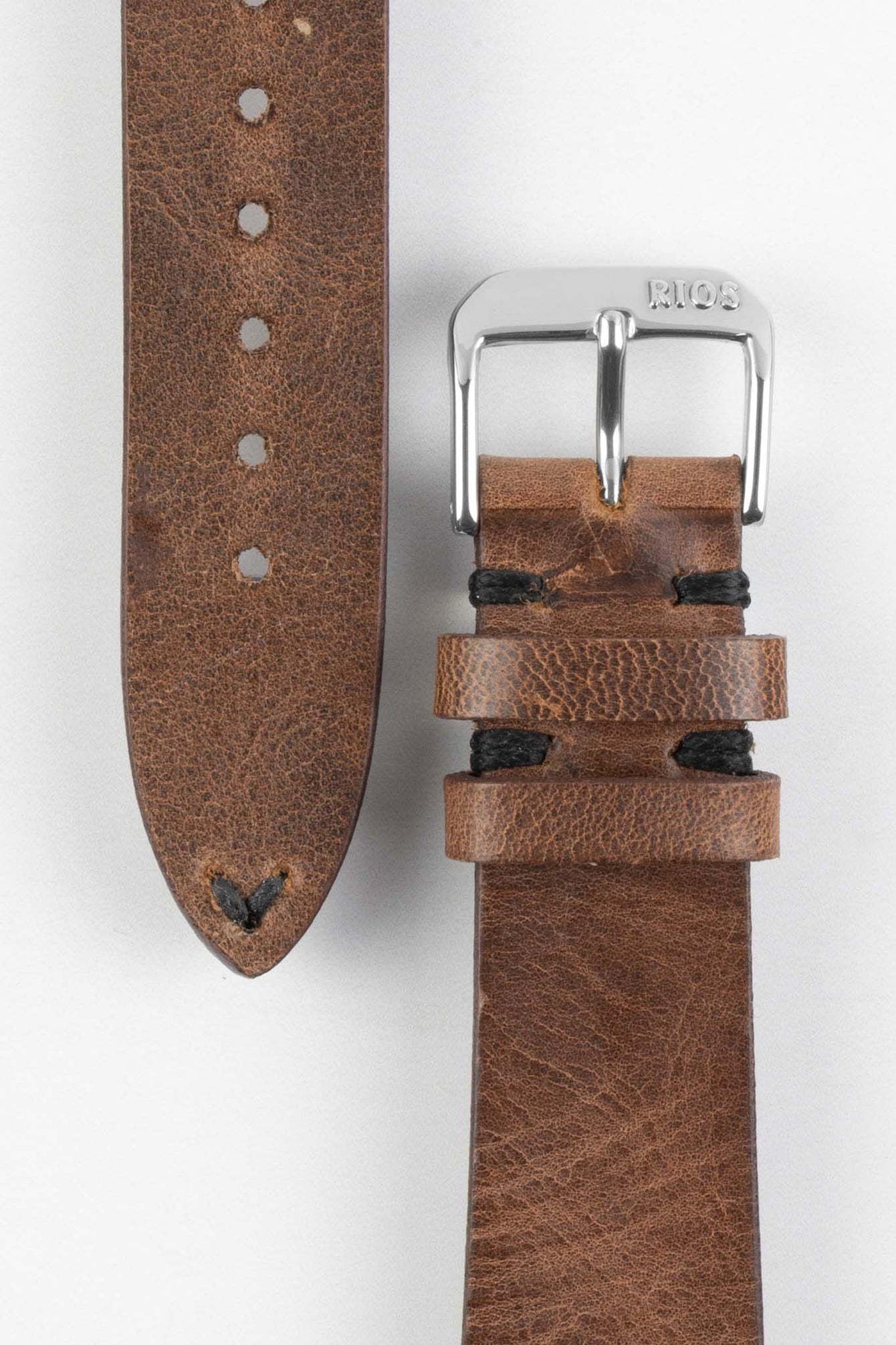 RIOS1931 WALKER Genuine Vintage Leather Watch Strap in MOCHA