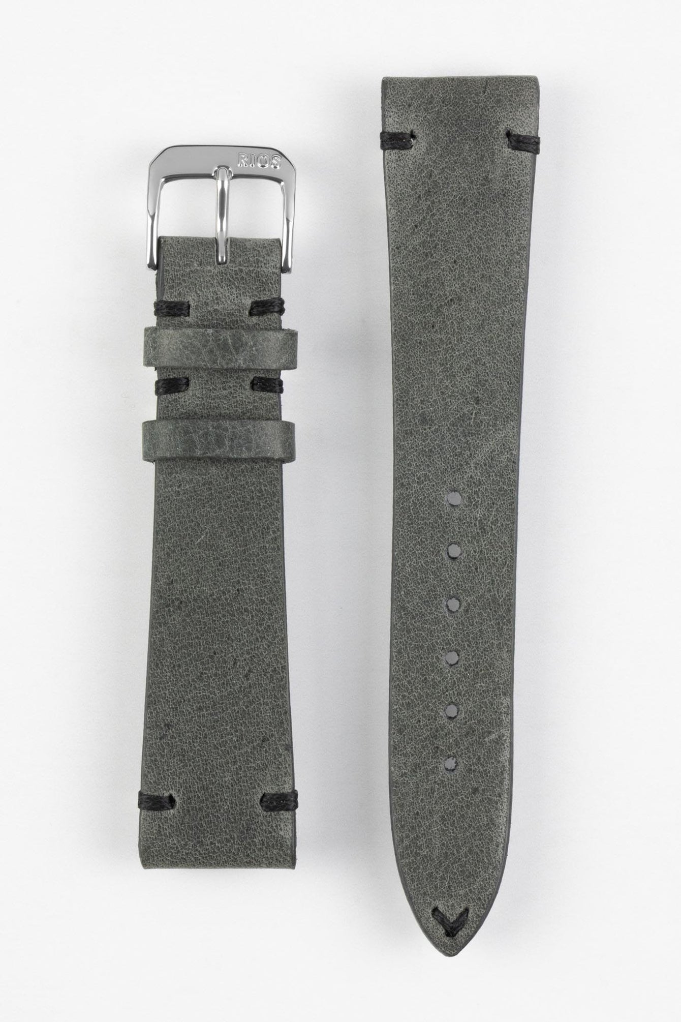 RIOS1931 WALKER Genuine Vintage Leather Watch Strap in STONE GREY