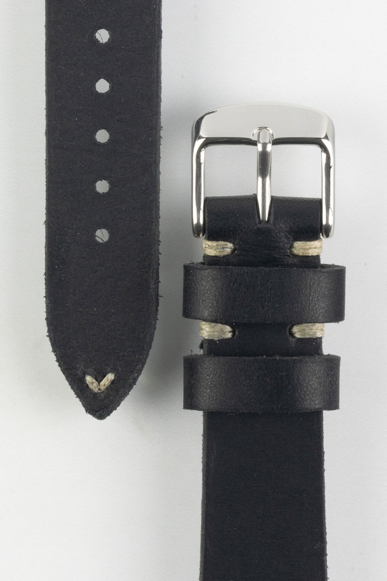 vintage black leather watch strap 