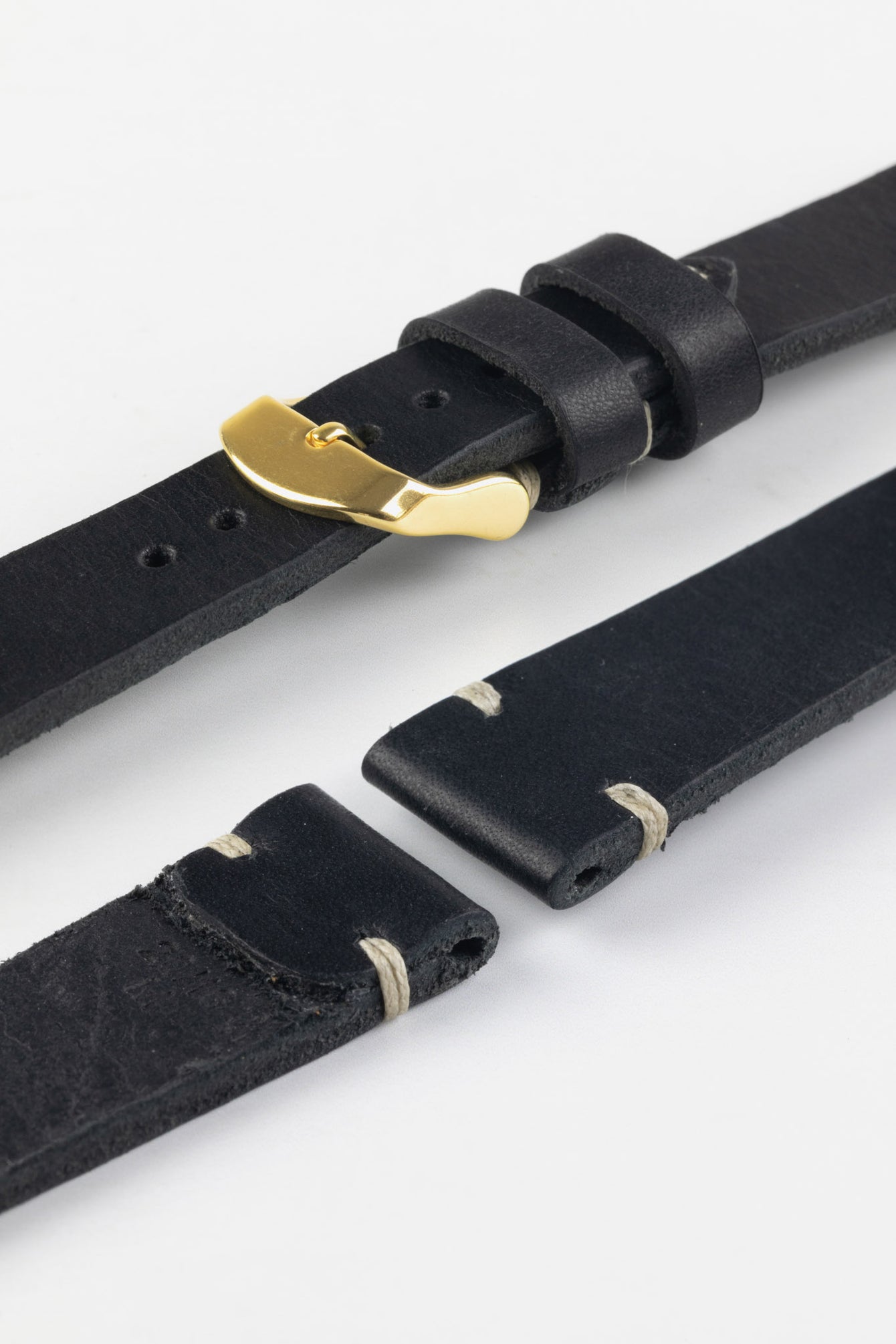 vintage black leather watch strap 