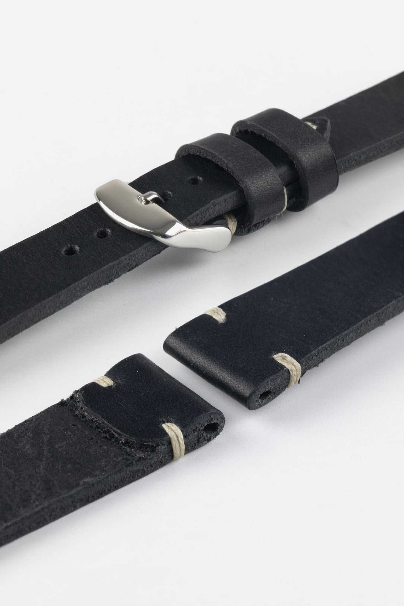 vintage black leather watch strap 