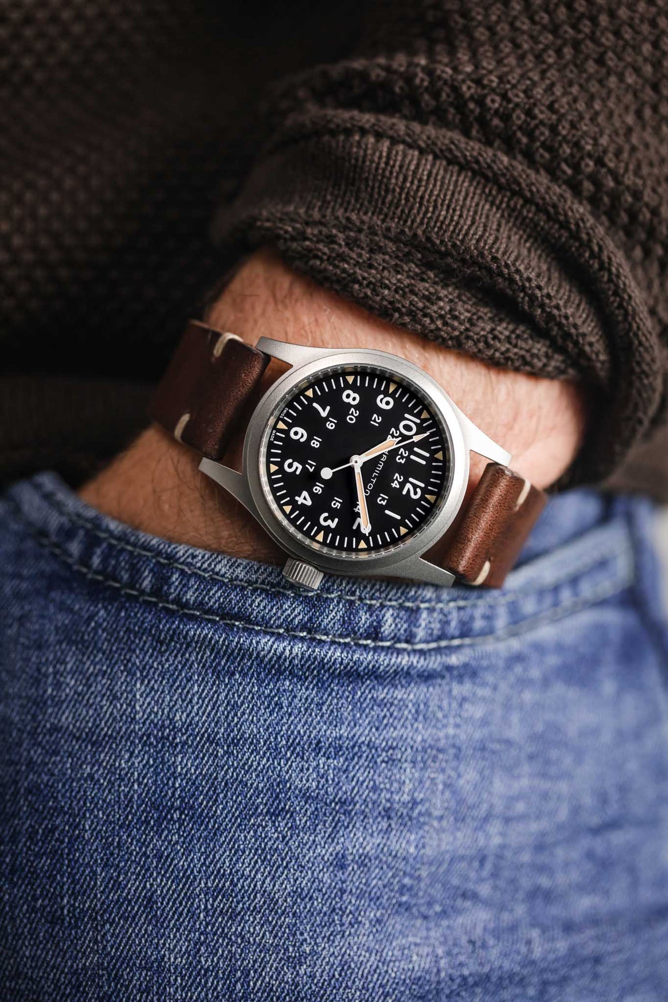 vintage brown leather watch strap 