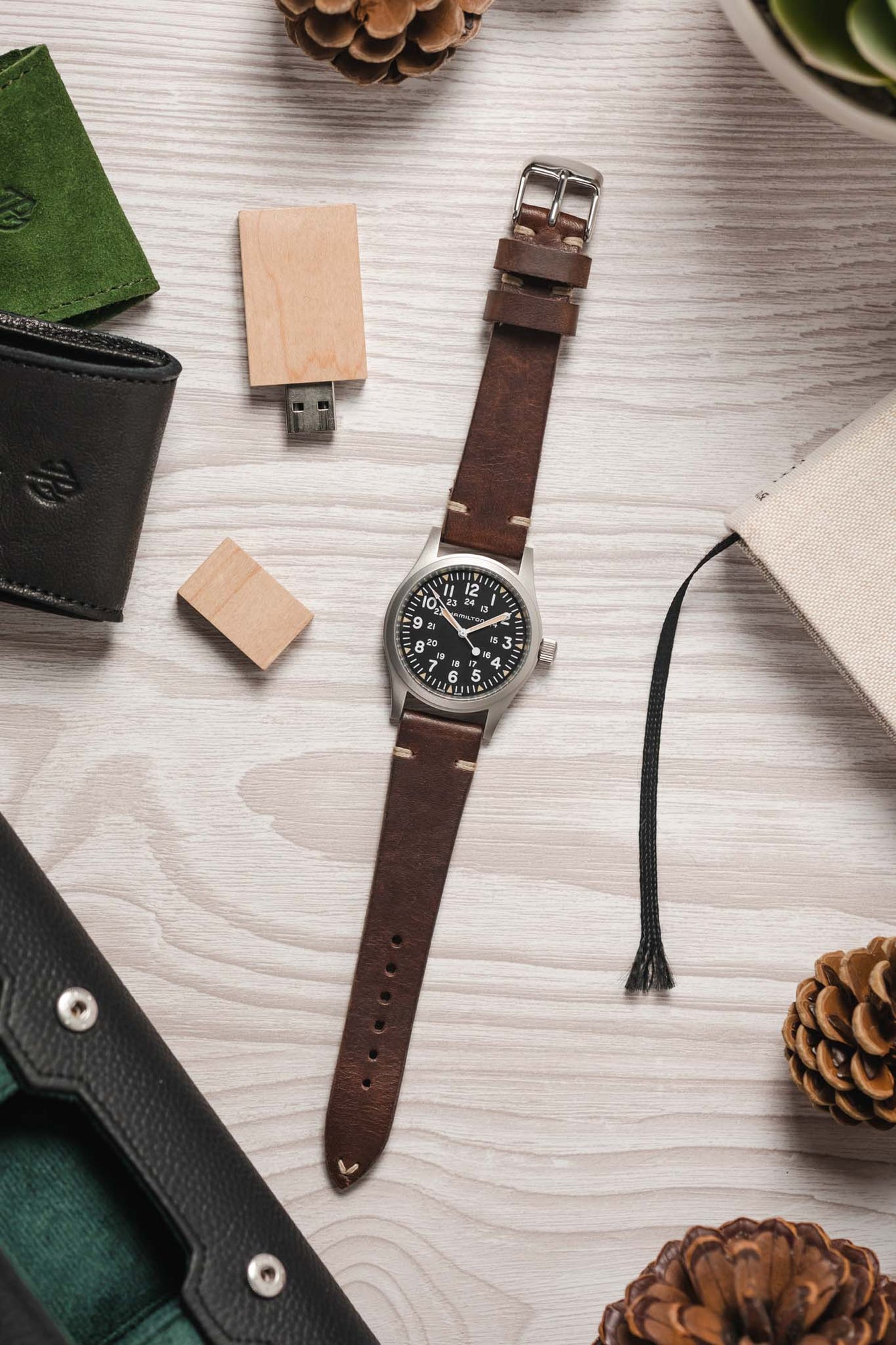 vintage brown leather watch strap 