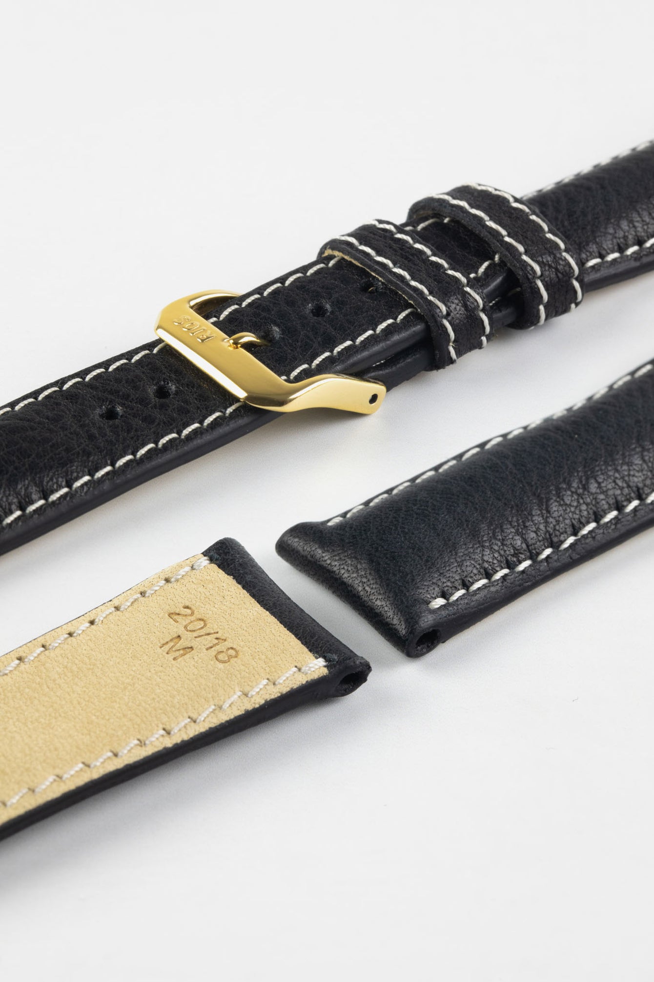 RIOS1931 WEILHEIM Organic Leather Watch Strap in BLACK