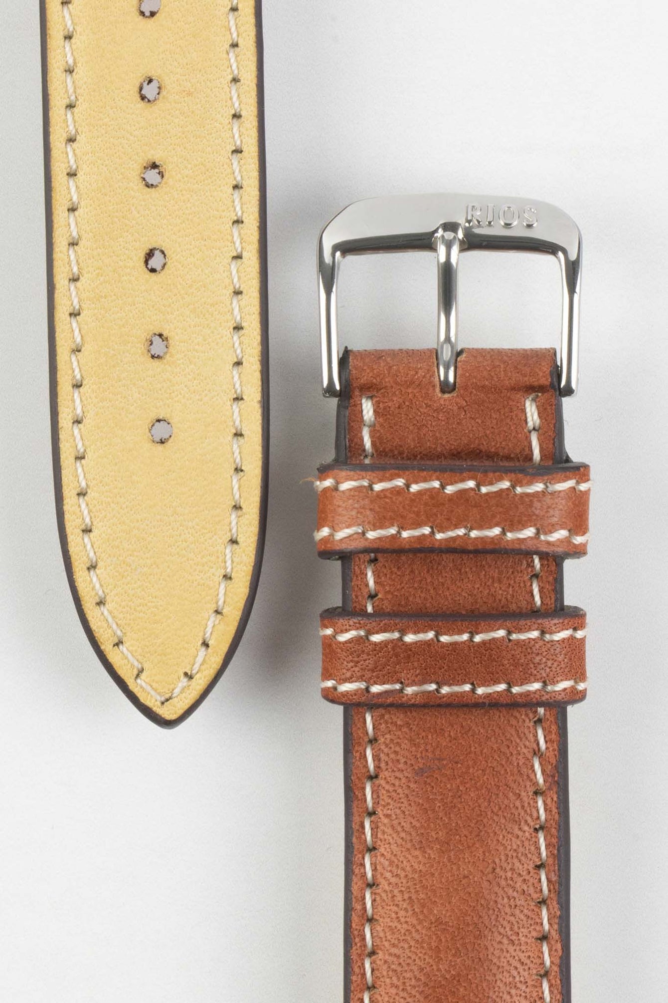 RIOS1931 WEILHEIM Organic Leather Watch Strap in COGNAC