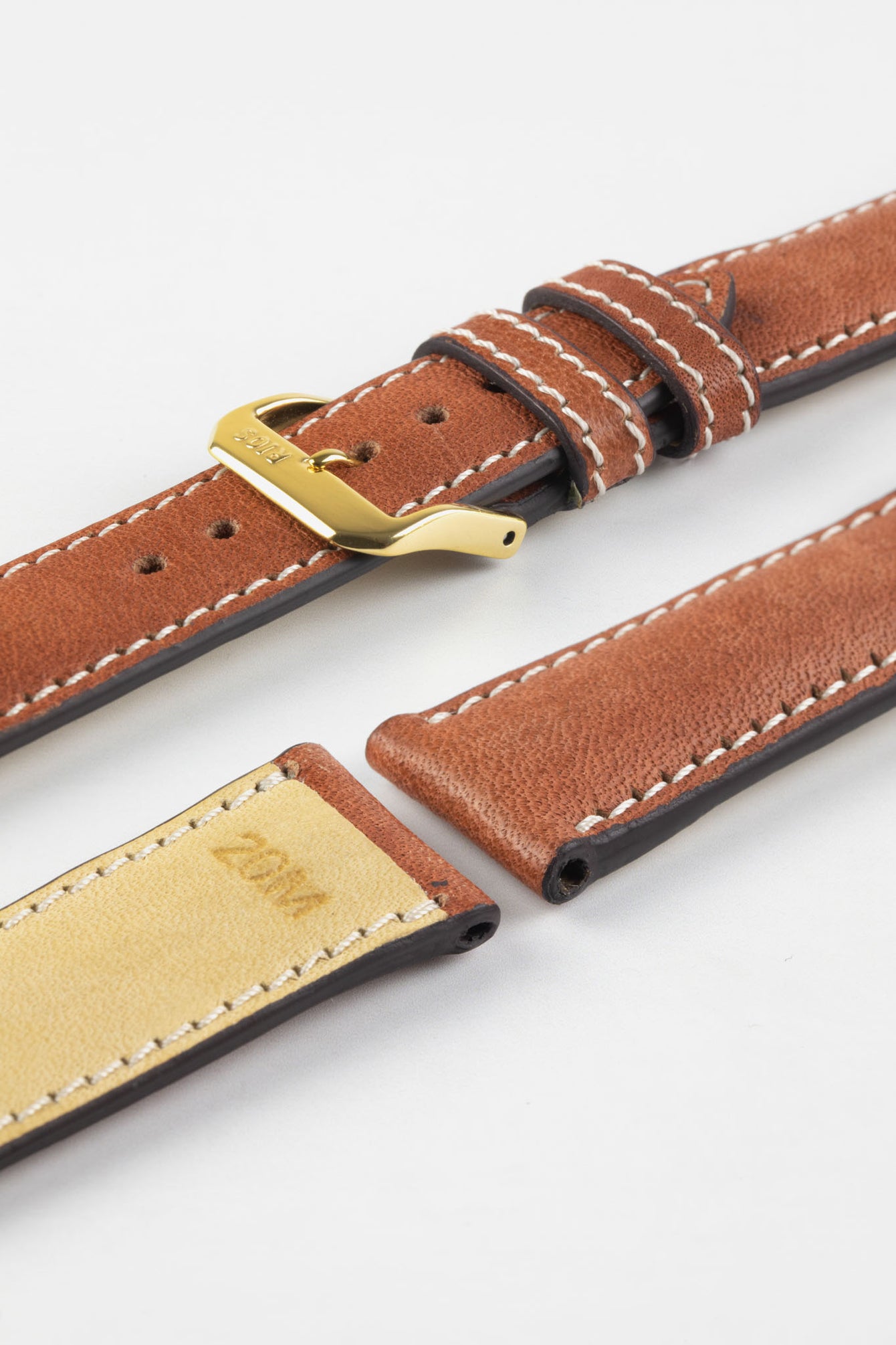 RIOS1931 WEILHEIM Organic Leather Watch Strap in COGNAC