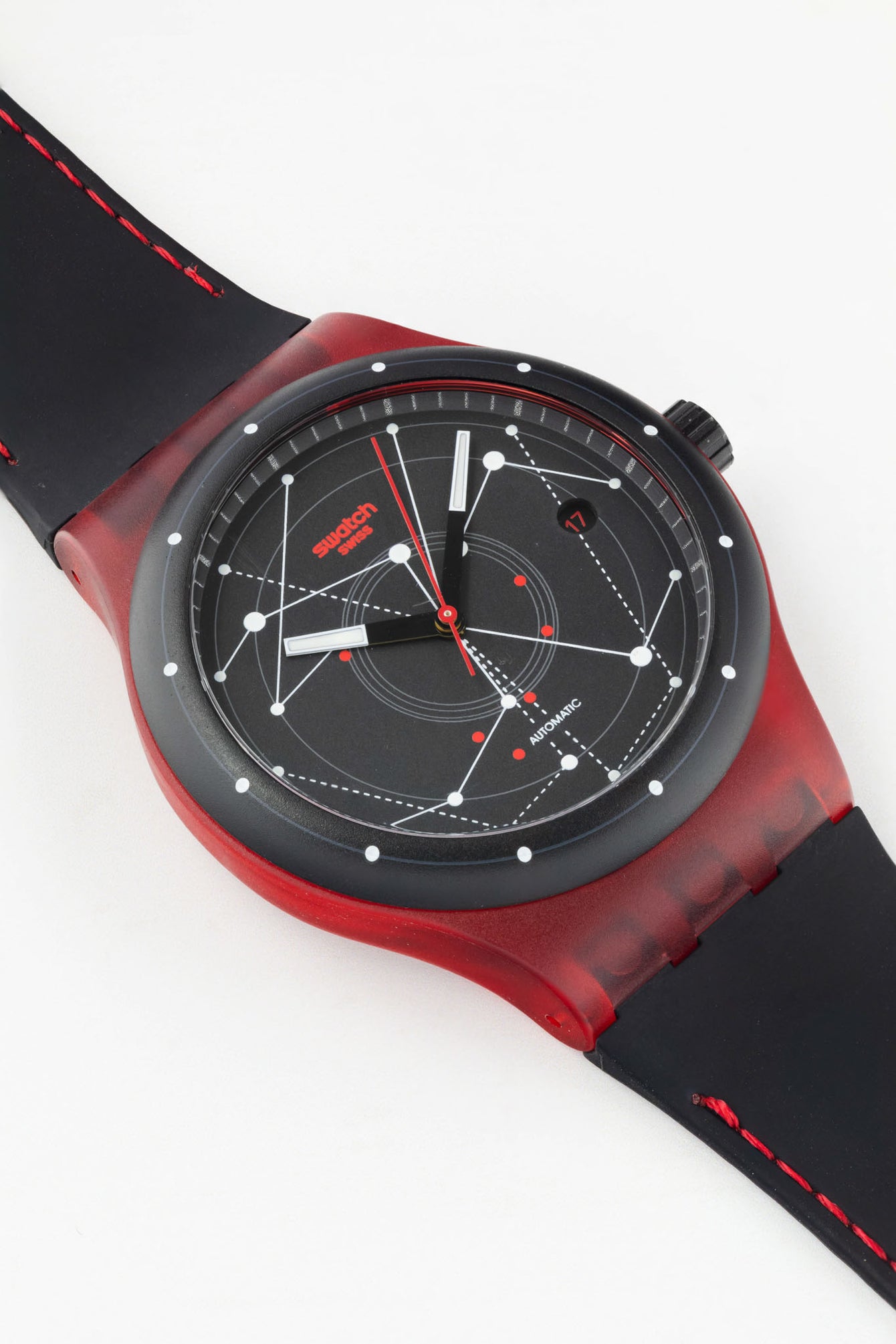 SWATCH SUTR400 Sistem51 42mm Polycarbonate Automatic Watch - Red