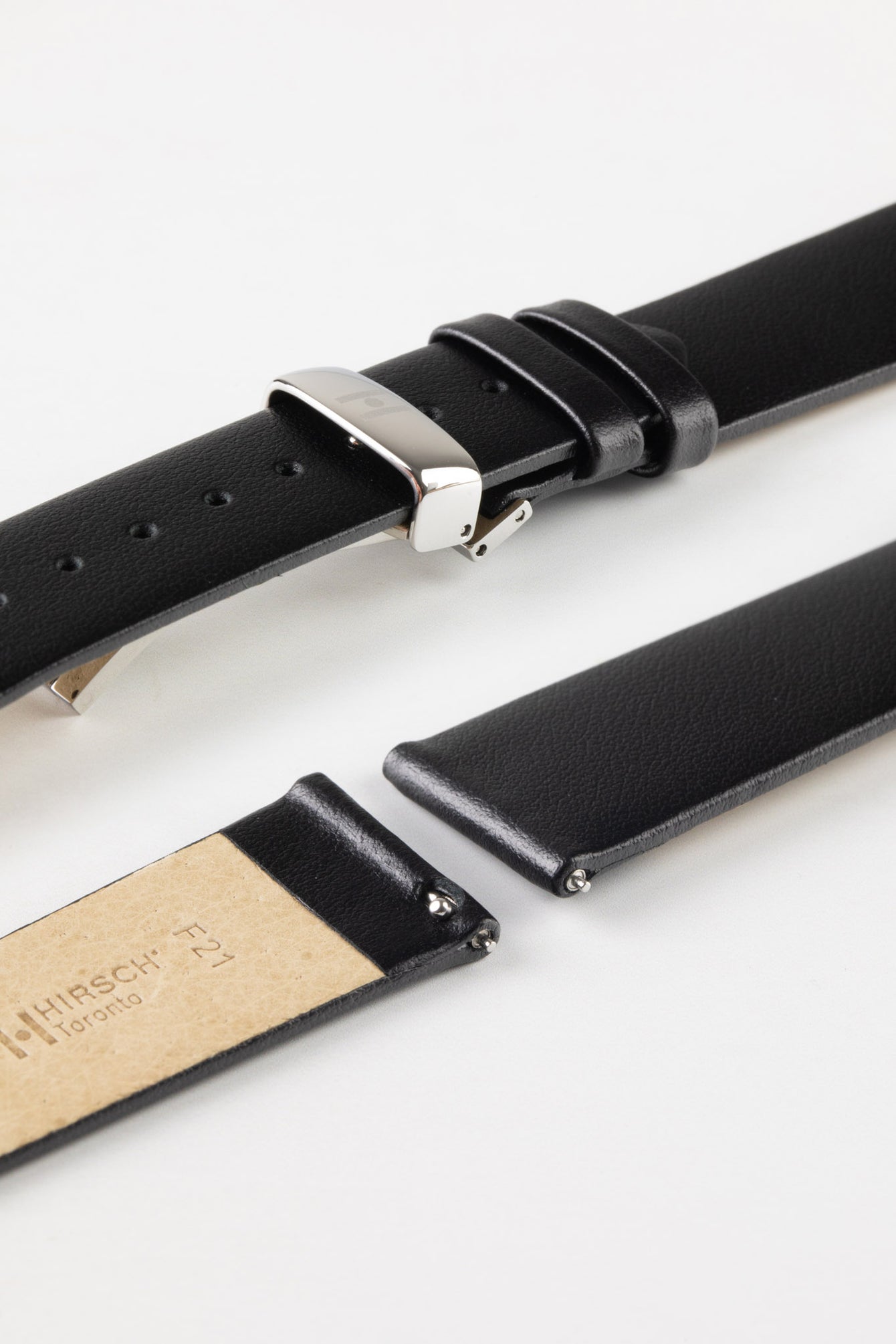 Hirsch TORONTO Quick-Release Watch Strap Fine-Grained Leather in BLACK