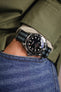 Nylon Watch Strap in BLACK / GREY Stripes with Brushed Buckle & Keepers