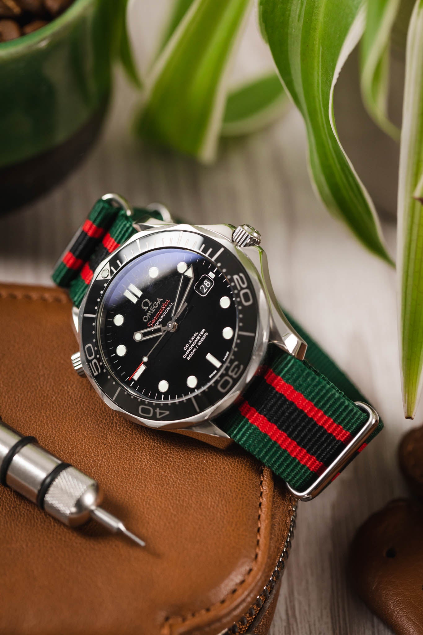 Nylon Watch Strap Green Red Black WatchObsession UK Watch