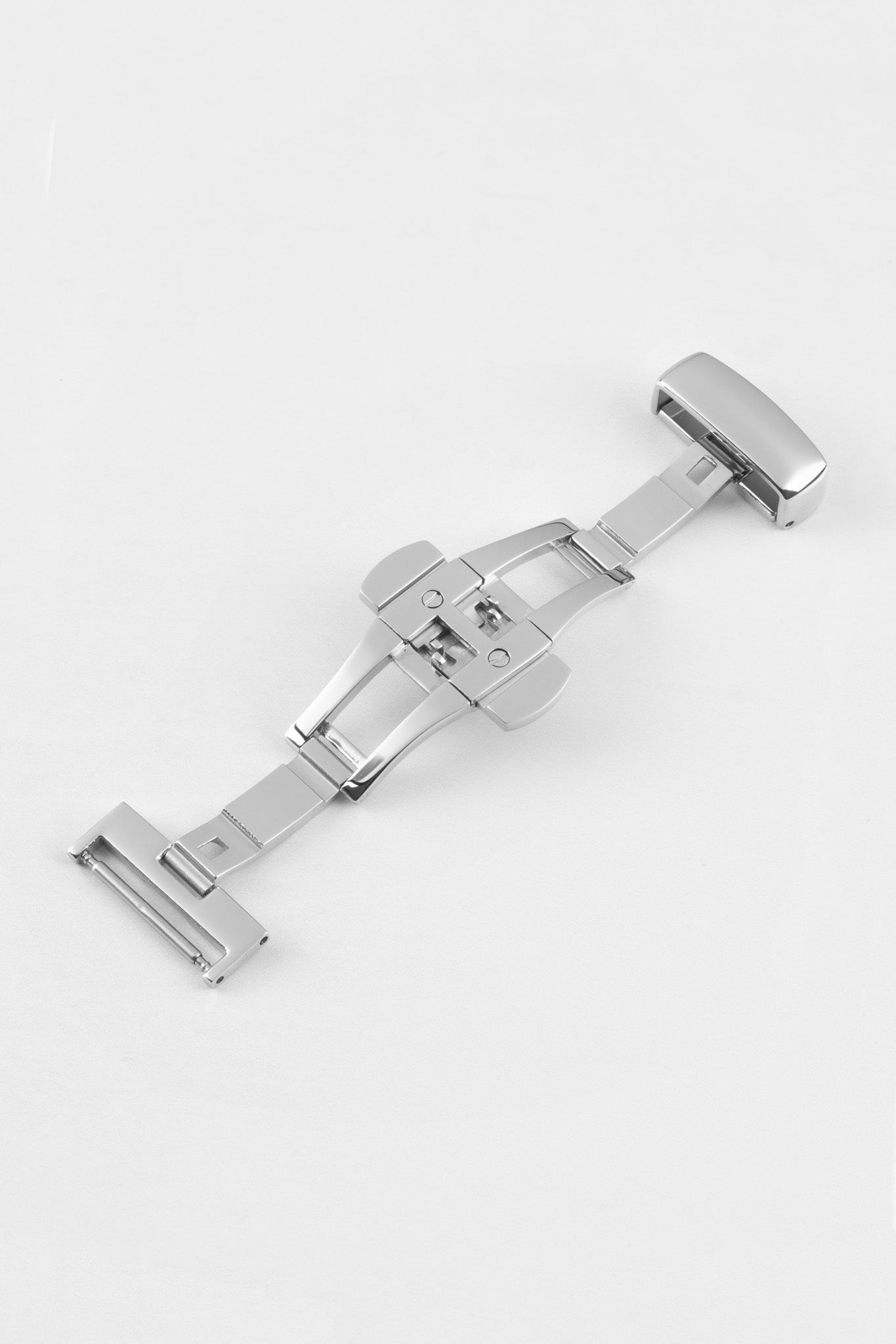 PUSH BUTTON Deployment Clasp in POLISHED SILVER 16mm