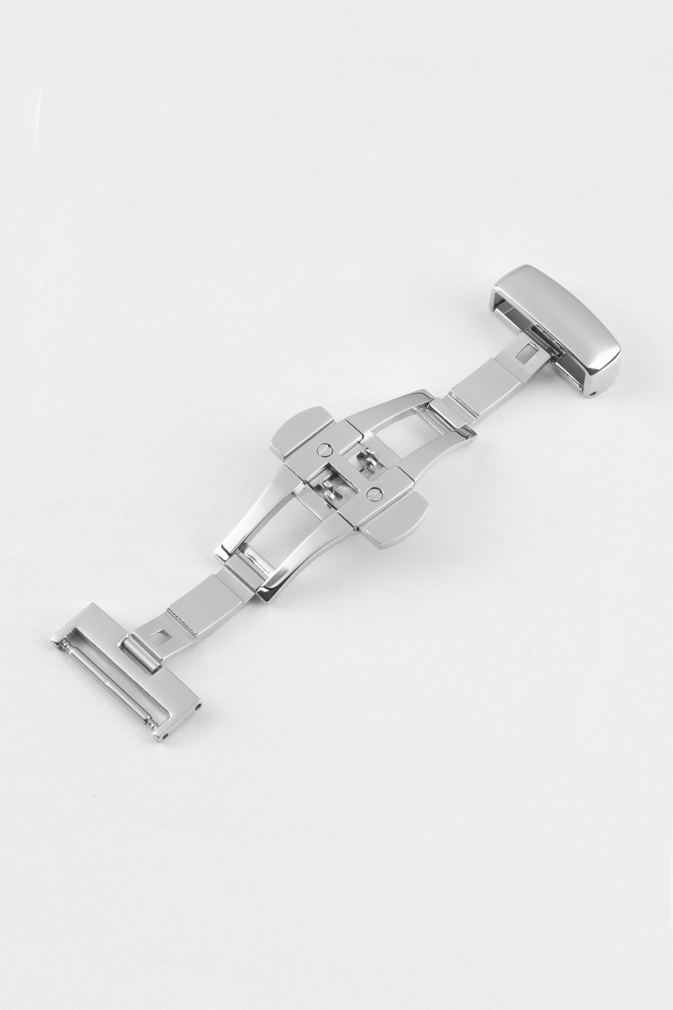 PUSH-BUTTON Deployment Clasp in POLISHED SILVER