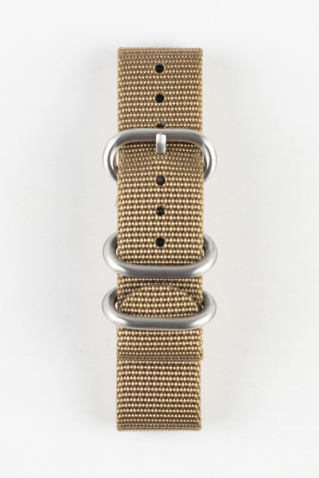 ZULU Nylon Watch Strap with 3 Steel Rings in KHAKI