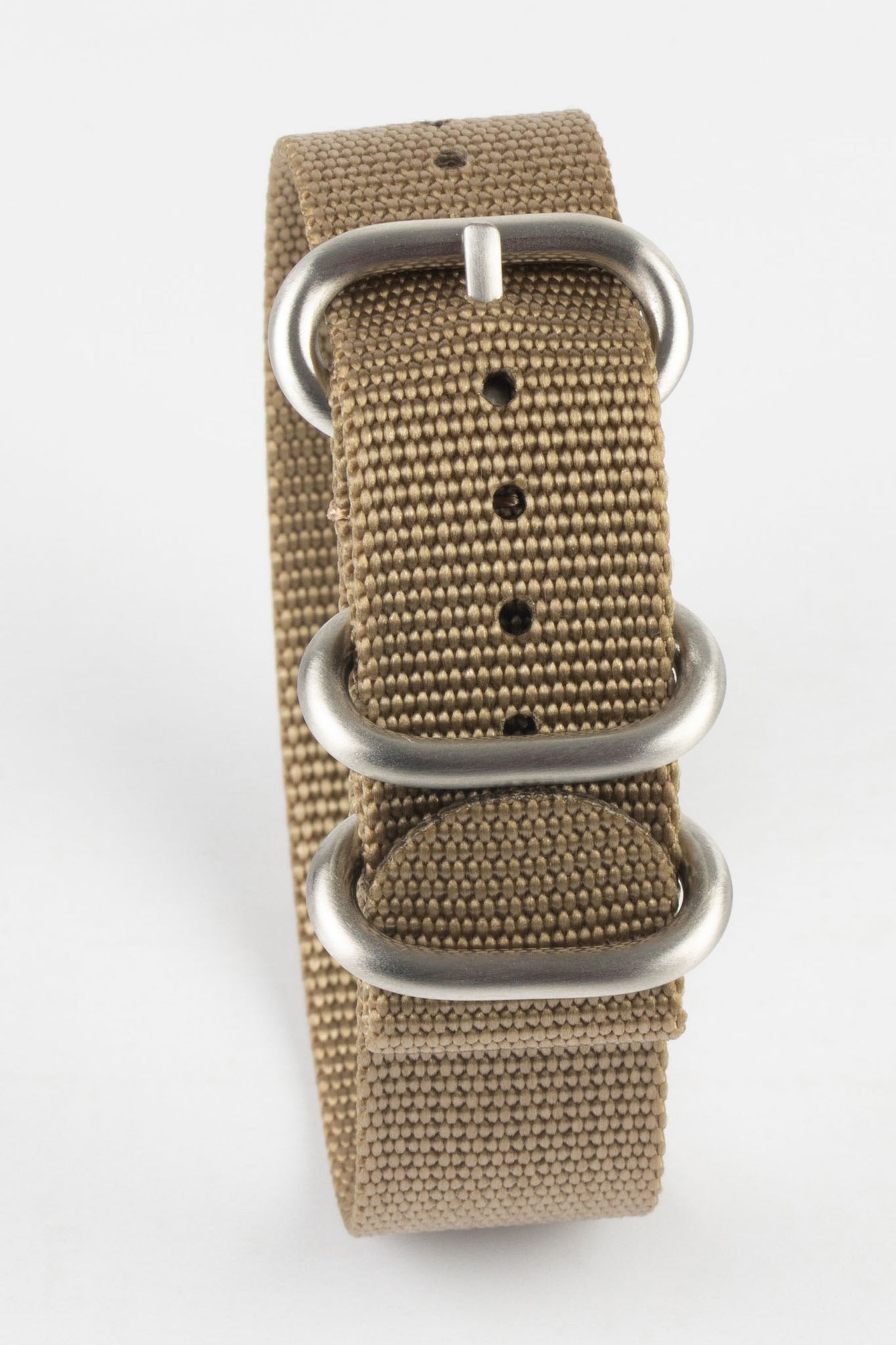 ZULU Nylon Watch Strap with 3 Steel Rings in KHAKI