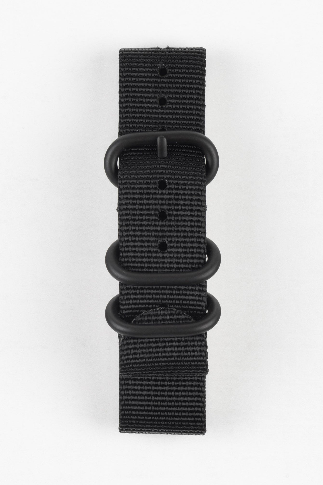 ZULU Nylon Watch Strap with 3 PVD Rings in BLACK