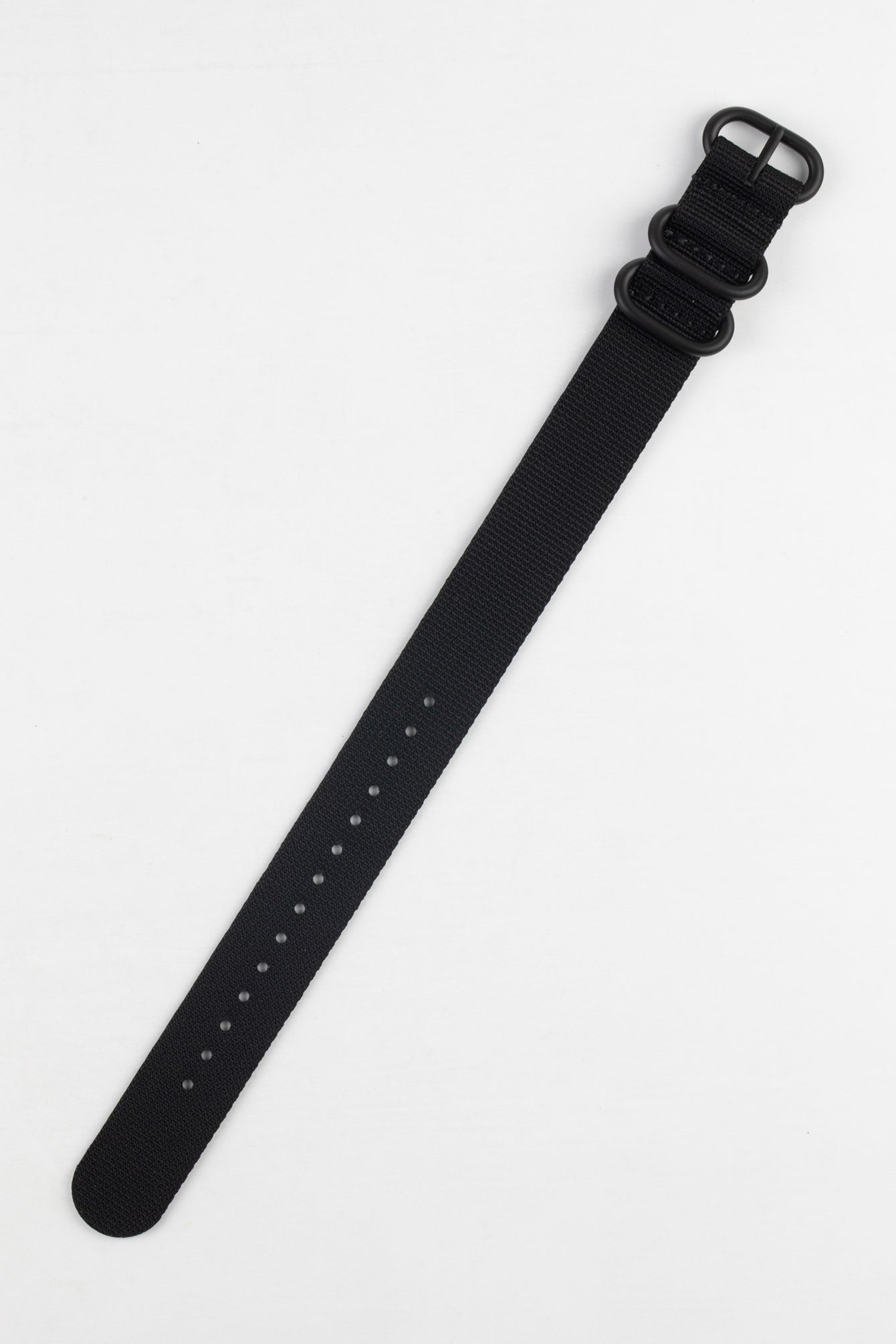 ZULU Nylon Watch Strap with 3 PVD Rings in BLACK