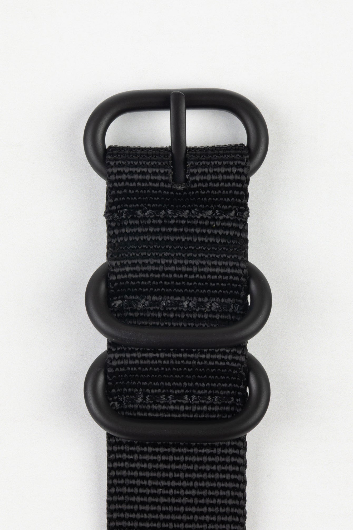 ZULU Nylon Watch Strap with 3 PVD Rings in BLACK