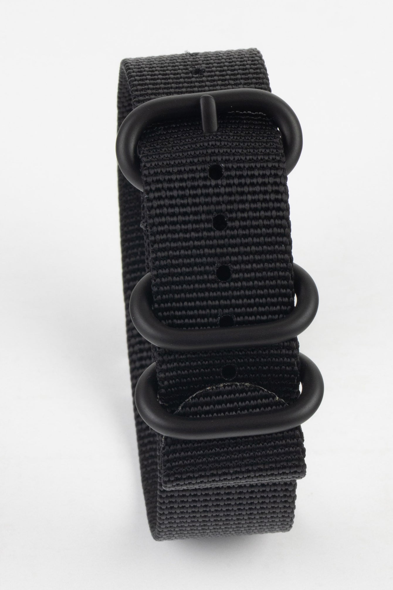 ZULU Nylon Watch Strap with 3 PVD Rings in BLACK