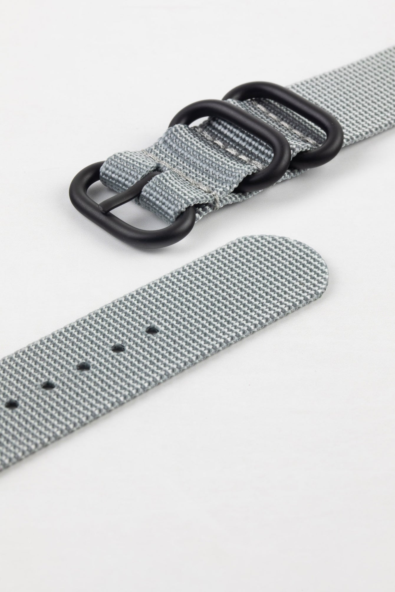 ZULU Nylon Watch Strap with 3 PVD Rings in GREY