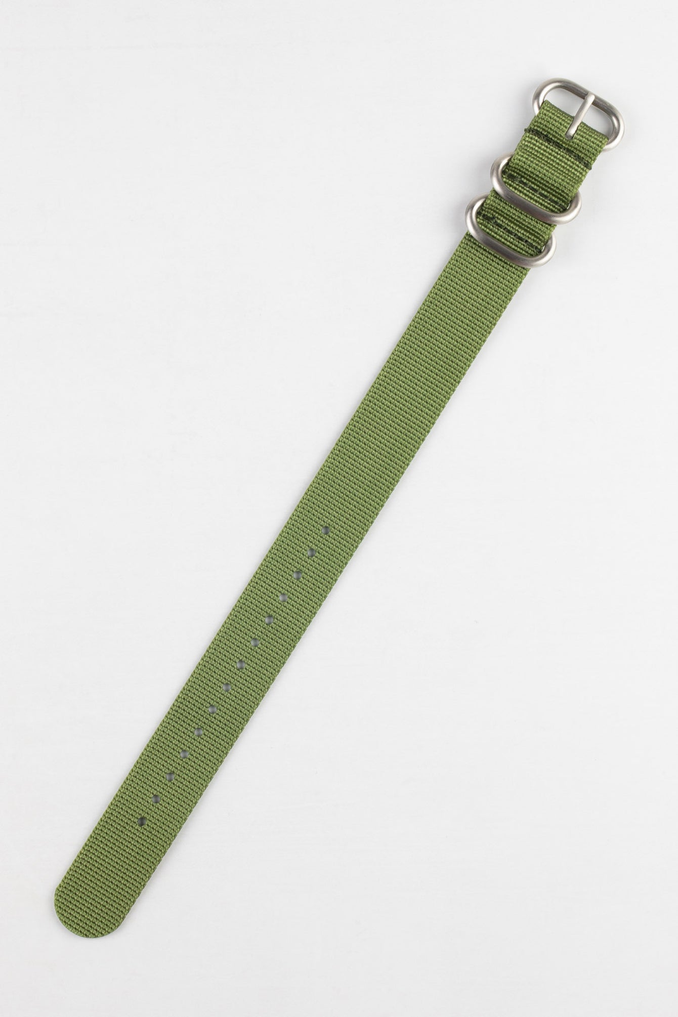 ZULU Nylon Watch Strap with 3 Steel Rings in ARMY GREEN