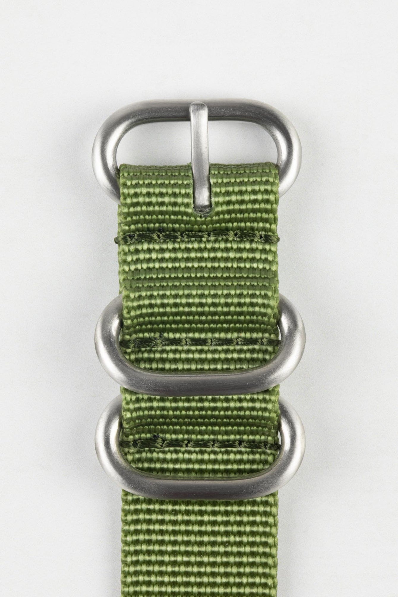 ZULU Nylon Watch Strap with 3 Steel Rings in ARMY GREEN