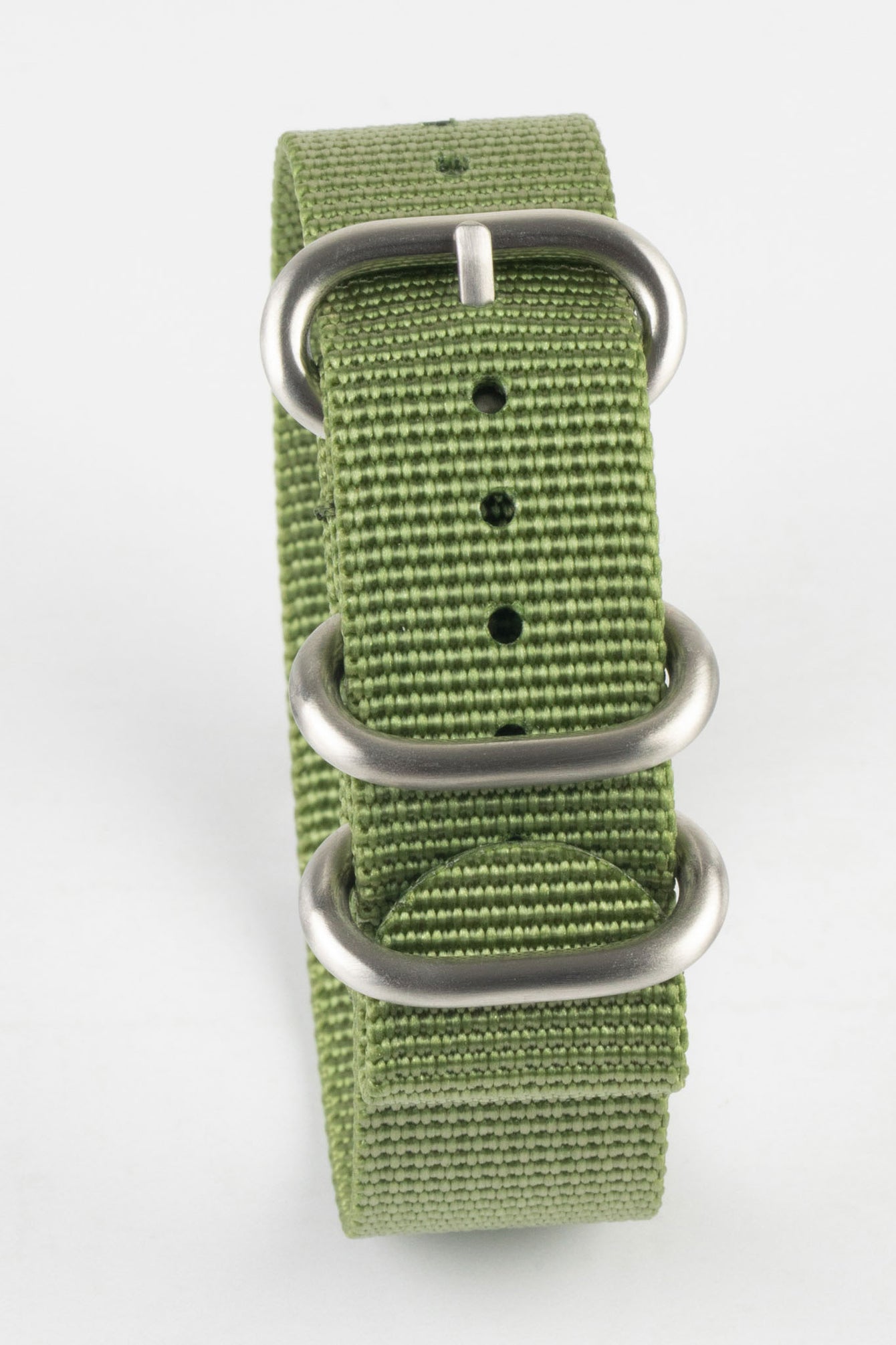 ZULU Nylon Watch Strap with 3 Steel Rings in ARMY GREEN