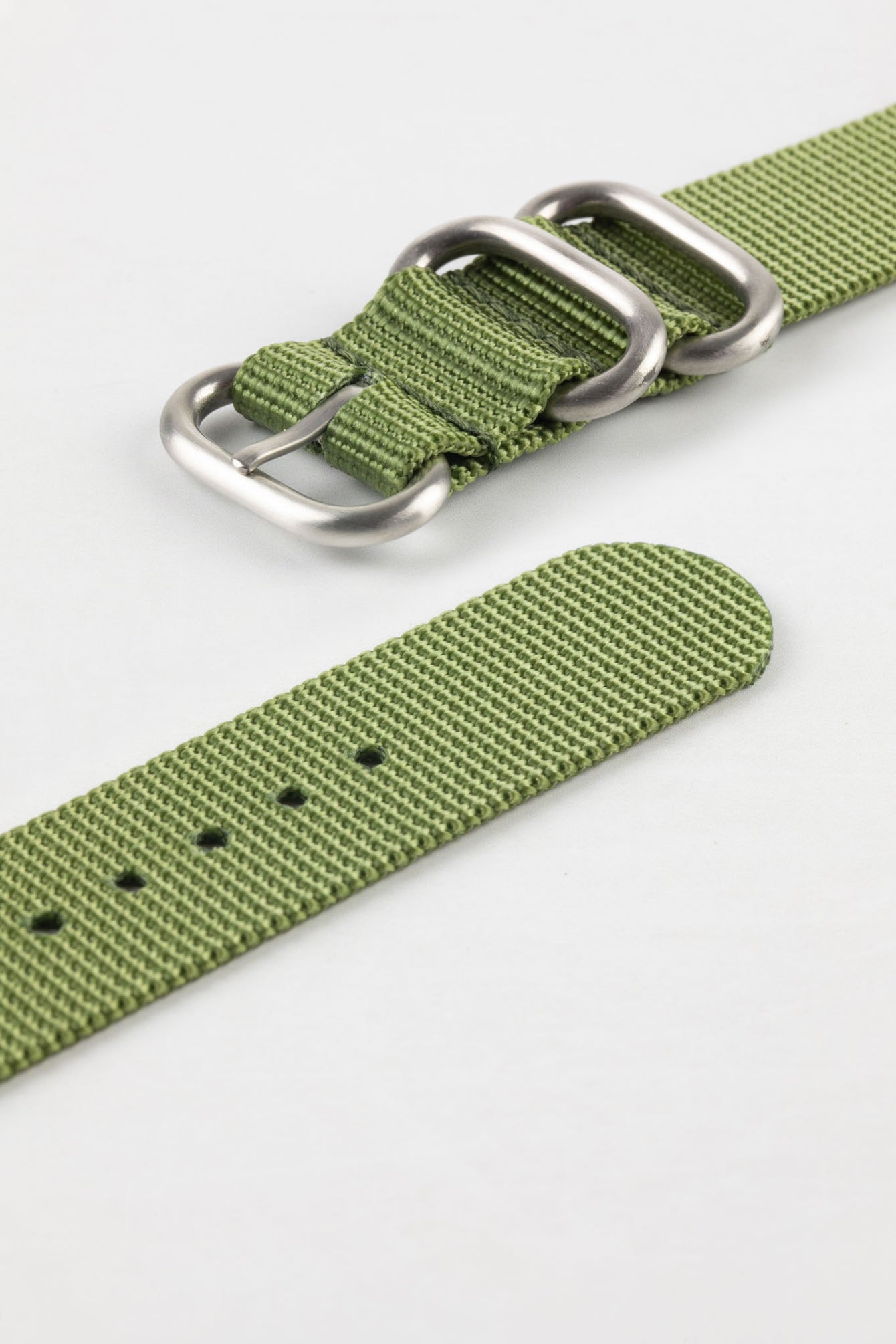 ZULU Nylon Watch Strap with 3 Steel Rings in ARMY GREEN