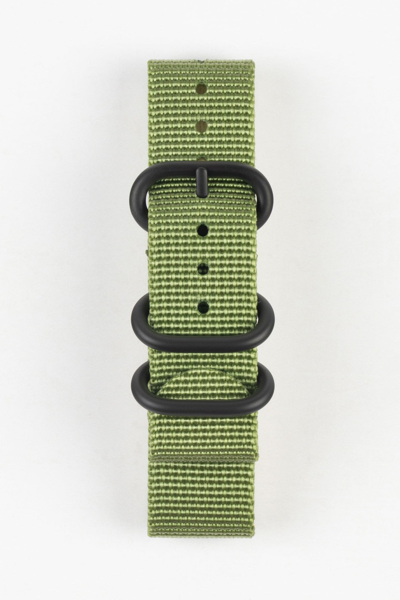 ZULU Nylon Watch Strap with 3 PVD Rings in ARMY GREEN