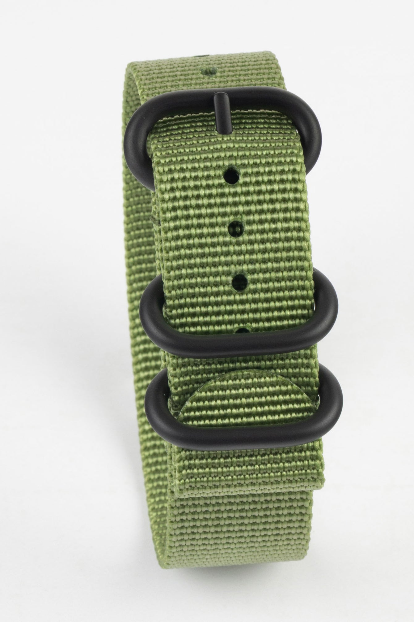 ZULU Nylon Watch Strap with 3 PVD Rings in ARMY GREEN