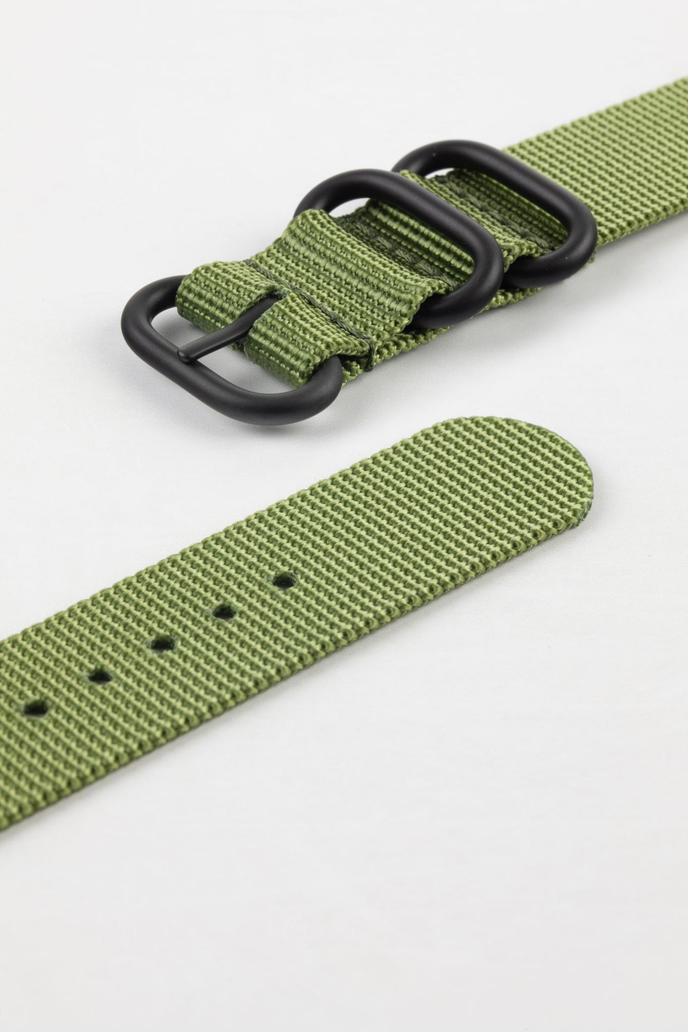 ZULU Nylon Watch Strap with 3 PVD Rings in ARMY GREEN