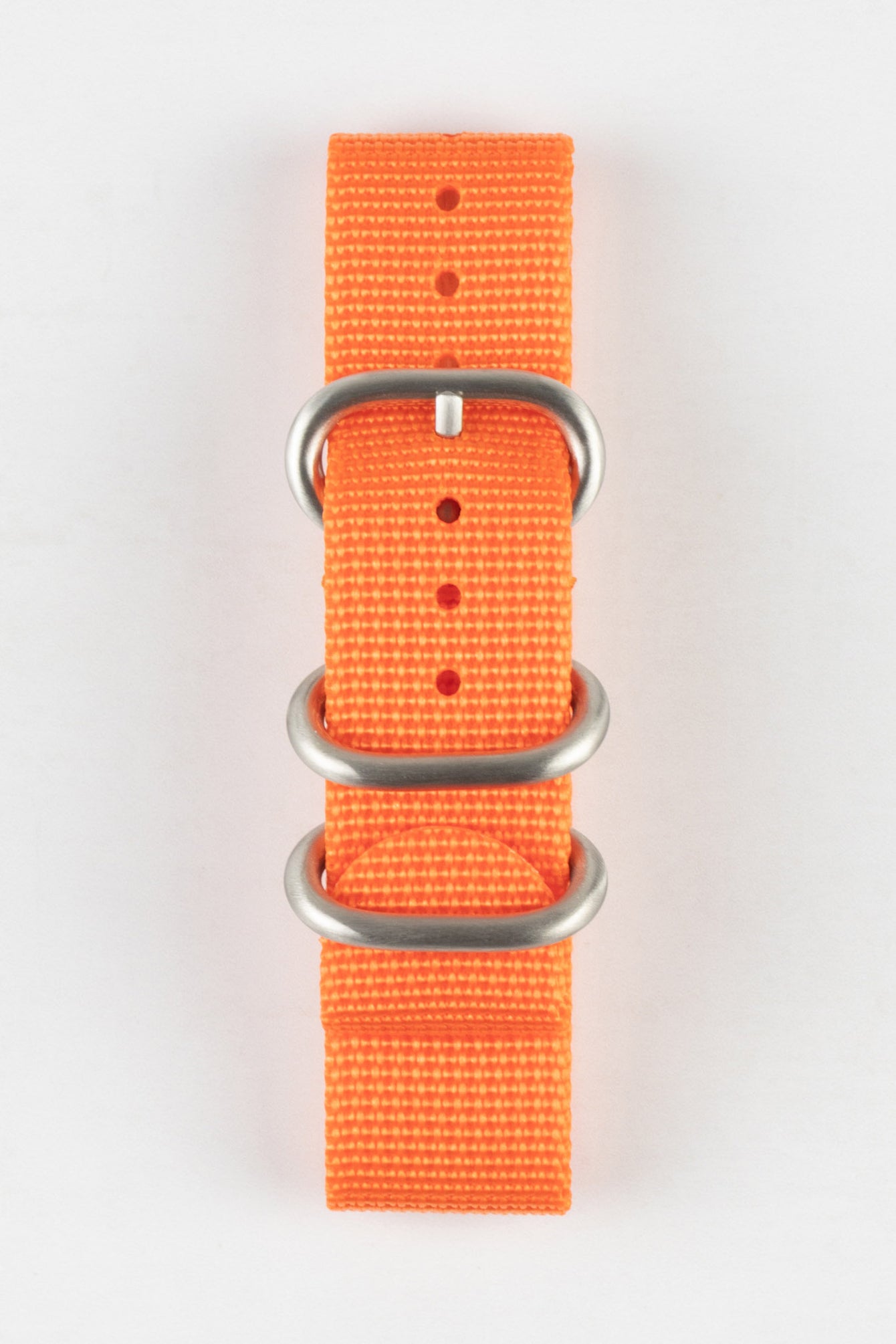 ZULU Nylon Watch Strap with 3 Steel Rings in ORANGE