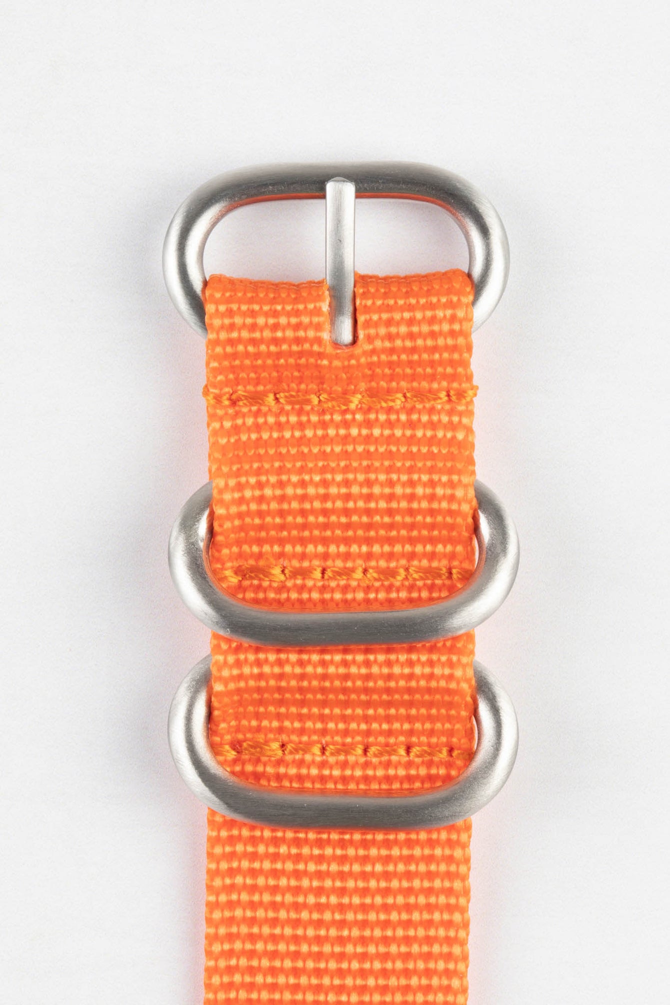 ZULU Nylon Watch Strap with 3 Steel Rings in ORANGE