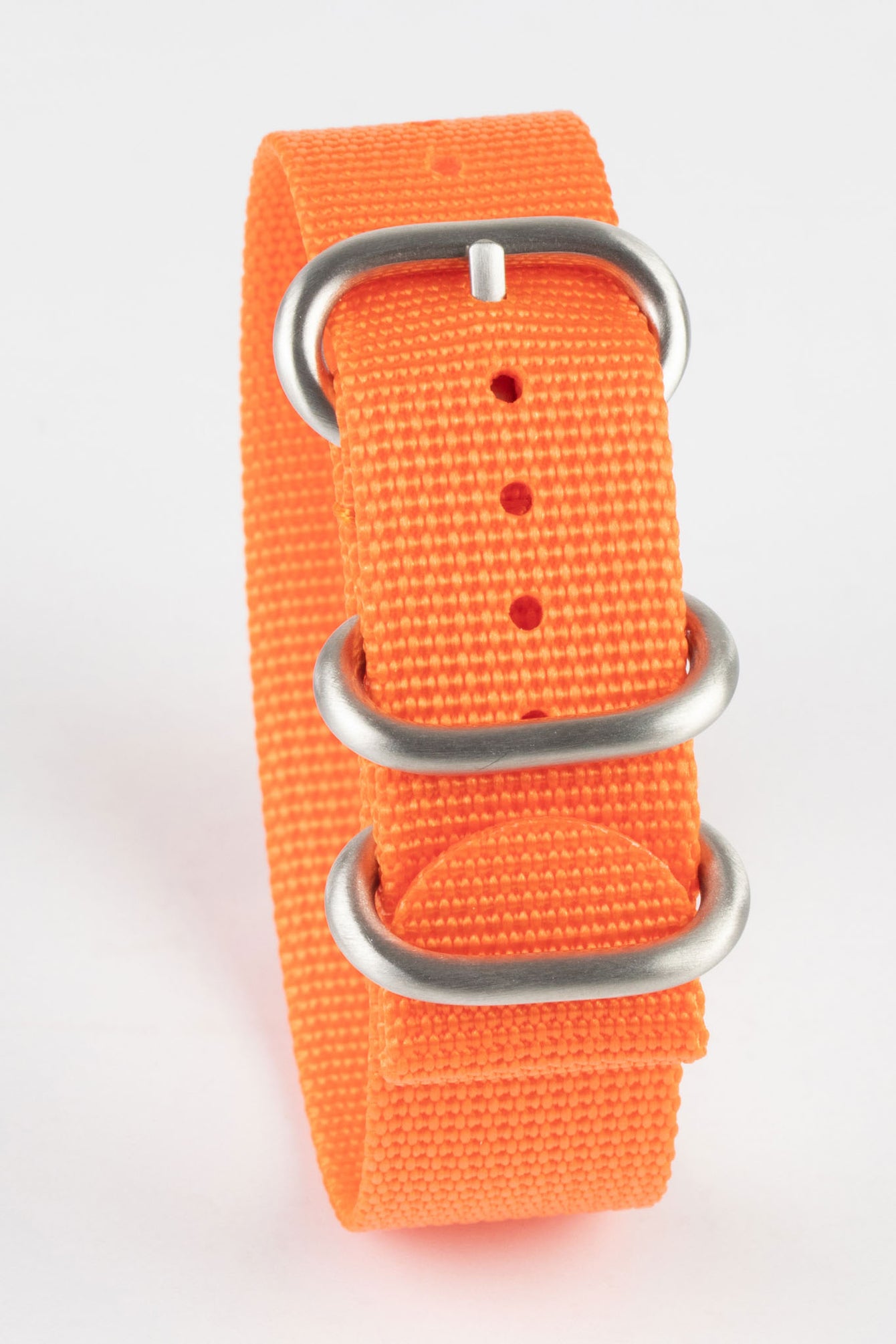 ZULU Nylon Watch Strap with 3 Steel Rings in ORANGE